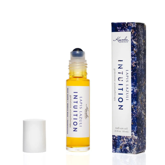 Glass bottle with Lapis Lazuli gemstone rollerball | .33 fl oz | 10mL