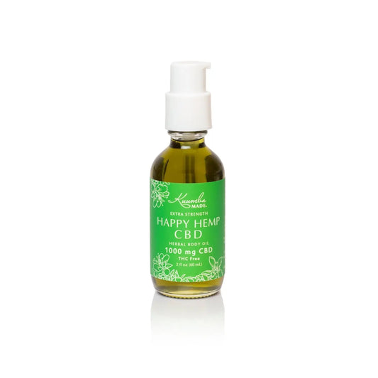 2 fl oz glass bottle of Extra Strength Happy Hemp Happy Hemp Natural CBD Topical from Kuumba Made