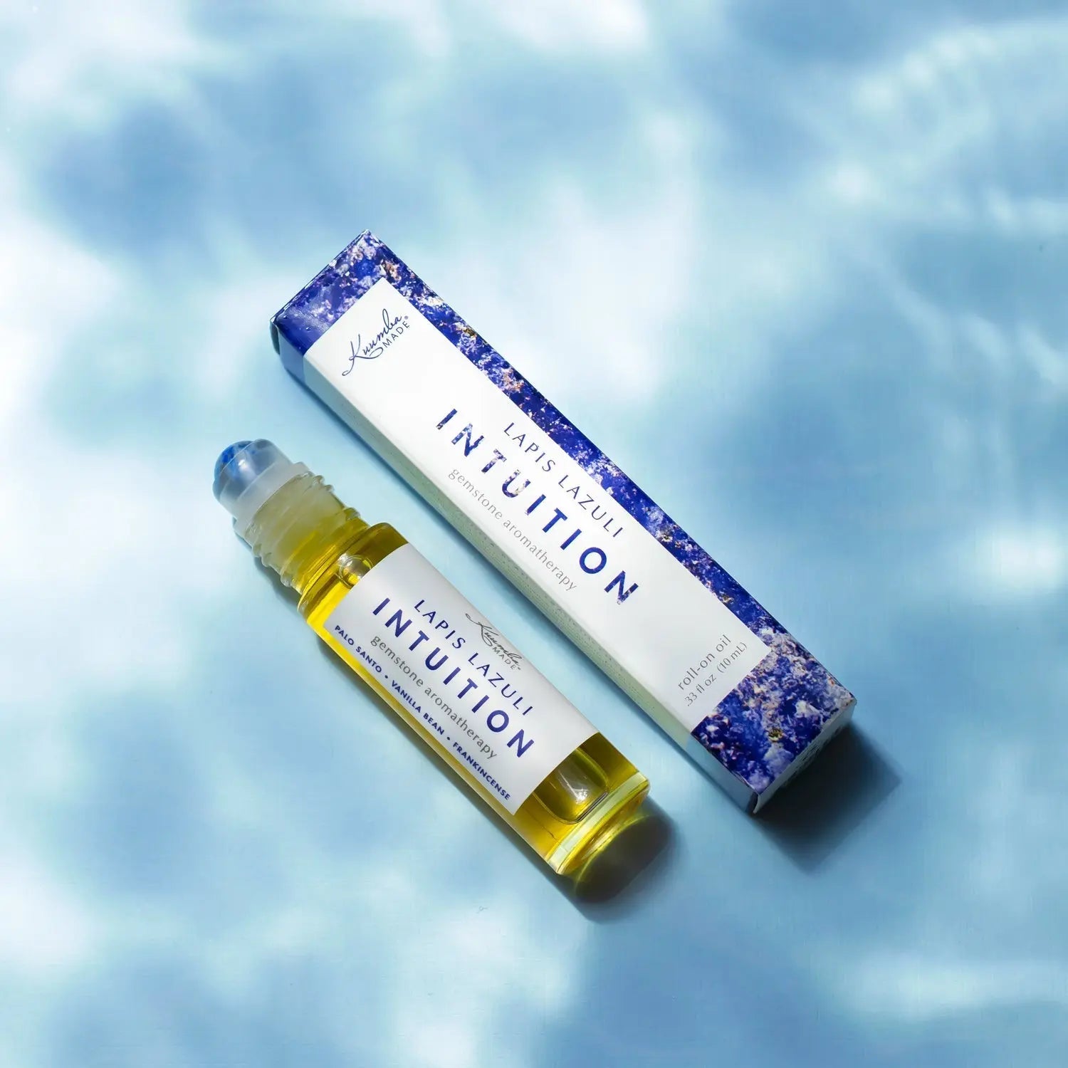 Kuumba Made Lapis Lazuli Intuition Gemstone Aromatherapy Fragrance with Gemstone Rollerball