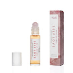 Glass bottle with Rose Quartz gemstone rollerball | .33 fl oz | 10mL