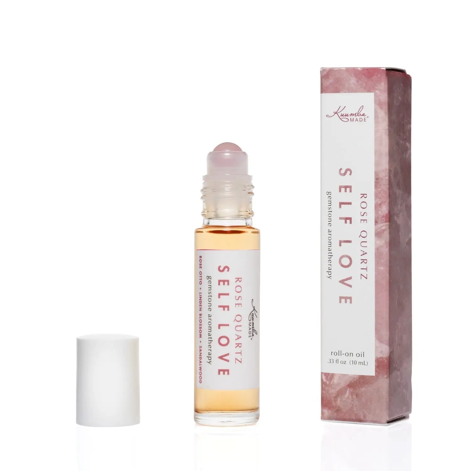 Glass bottle with Rose Quartz gemstone rollerball | .33 fl oz | 10mL