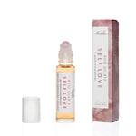 Glass bottle with Rose Quartz gemstone rollerball | .33 fl oz | 10mL