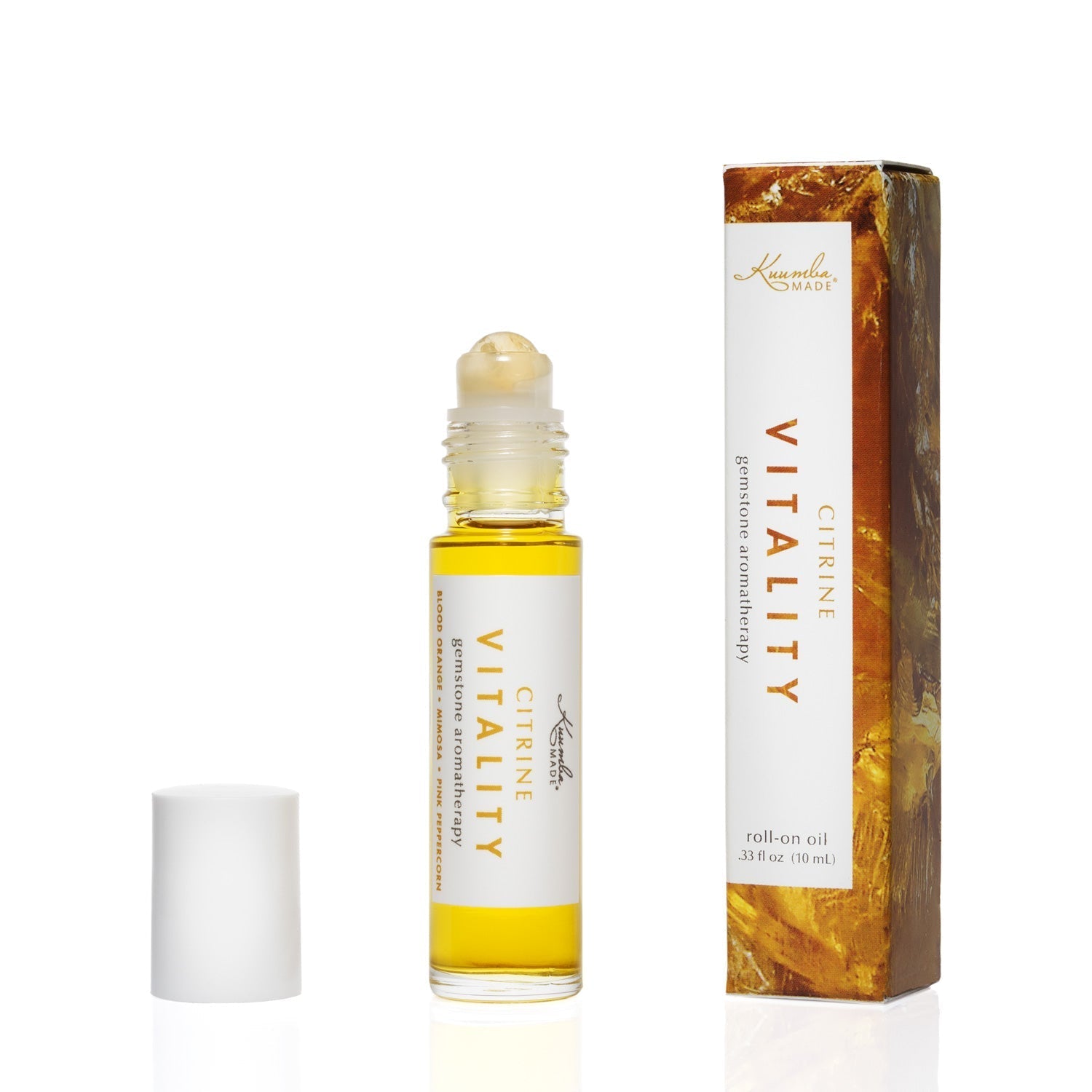 Glass bottle with Citrine gemstone rollerball | .33 fl oz | 10mL
